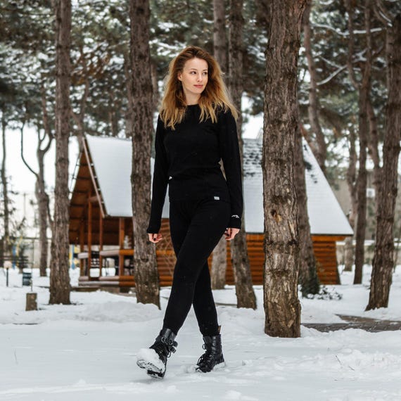 Winter leggings womens merino wool pants, legging for sport, ladies jogger sweatpants, thermal underwear
