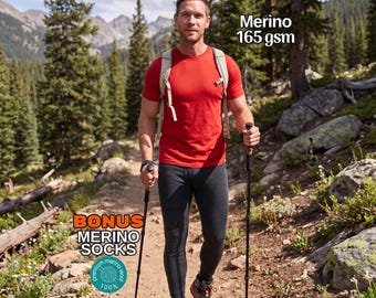 Nature leggings for men: Merino Wool Pants, base layer underwear, sport legging, hiking clothes