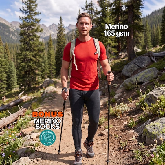 Nature leggings for men: Merino Wool Pants, base layer underwear, sport legging, hiking clothes