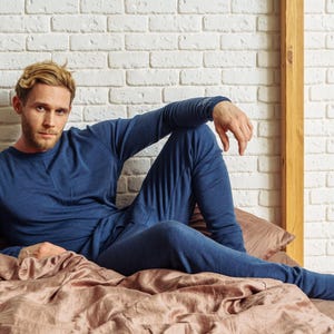 Merino wool thermal set mens base layer long underwear, mens loungewear set, merino base layer thermal wear, lounge wear set, long johns image 3