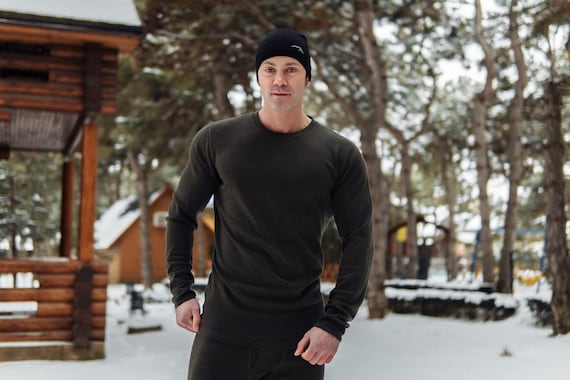 Organic merino wool sweater thermal shirts long underwear, base layer activewear, undershirt, runner gear