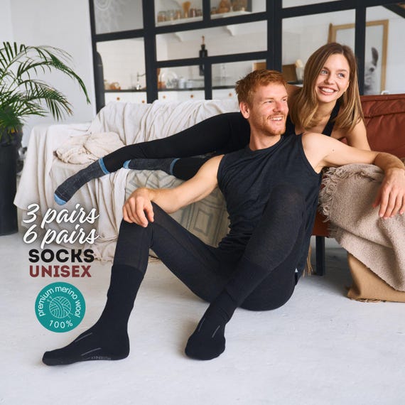Merino wool socks: organic wool socks, 2 pack socks unisex, thermal wool footwear, underwear