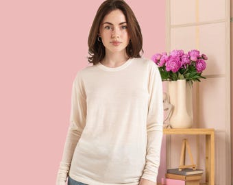Merino wool shirt womens thermal shirts sweartshirt, true classic tees, ladies running top, merino wool tshirt long sleve top, gymwear