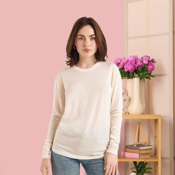 Merino wool shirt womens thermal shirts sweartshirt, true classic tees, ladies running top, merino wool tshirt long sleve top, gymwear