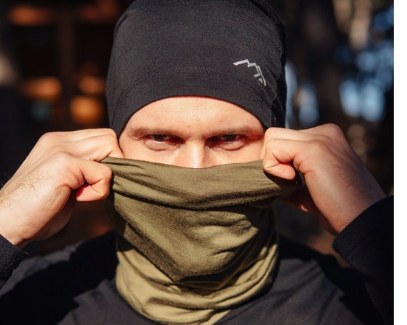 Merino Wool Neck Gaiter Face Mask - Winter Outdoors Neck Warmer for Men & Women - Multifunctional Ultra Soft Headwear - Merino Wool Scarf