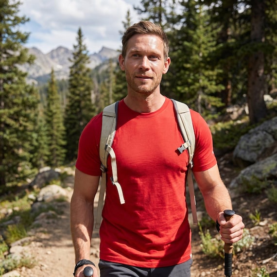 Merino wool shirt for men, mens base layers thermal shirts, mens hiking clothes, thermal tops, gymwear men hiking outfit, runner gear