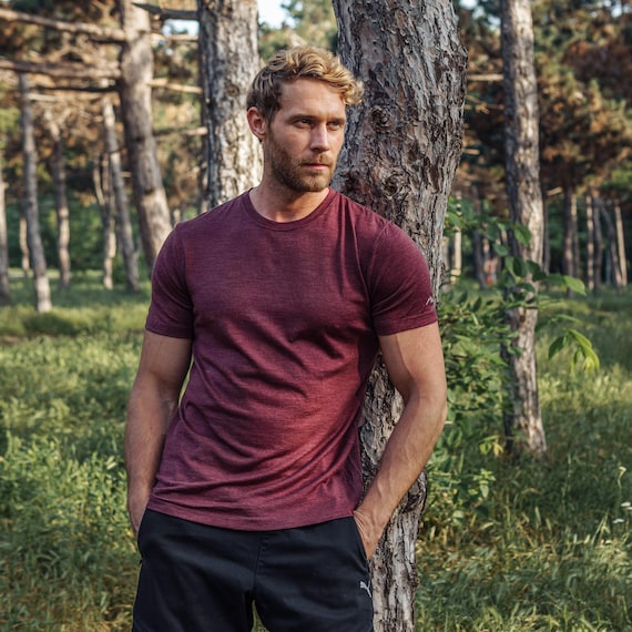 Merino wool shirt for men: merino wool tshirt, base layer thermal underwear, gym clothes mens, hiking outfit, thermal shirts, gymwear