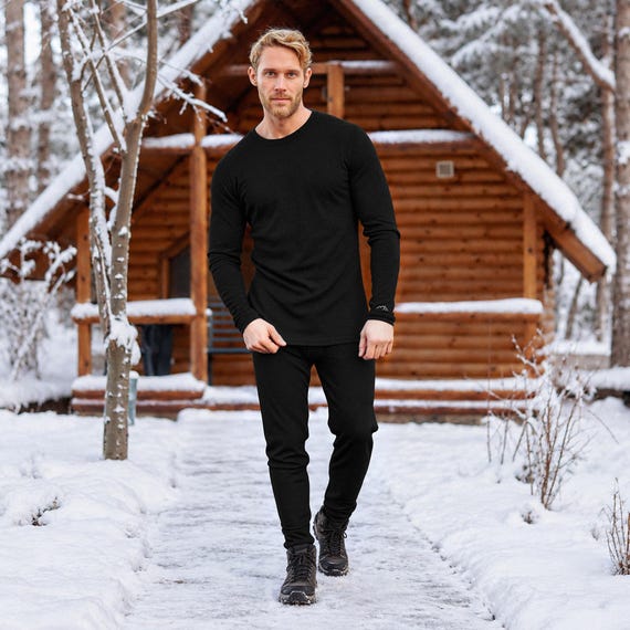 Merino Wool Set Thermals for Men Base Layer Underwear, Cold Weather Gear, Layering Essential