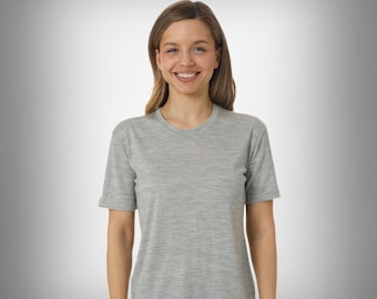 Merino wool t-shirt: womens base layer merino wool top, thermal shirts, gymwear, undershirt