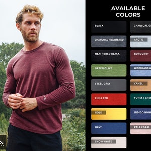 Merino.tech 100% Organic Merino Wool Lightweight Men's Base Layer Outdoorsy Gifts for Man Long Sleeve Thermal T-Shirt image 4