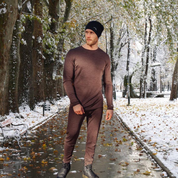 Merino thermals mens running gear, base layer thermal wear set, gymwear, wool long underwear
