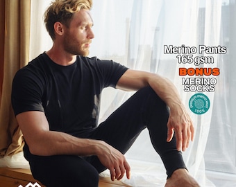 Lightweight merino wool pants base layer nature leggings, thermal underwear, underpants, thermals, hiking clothes