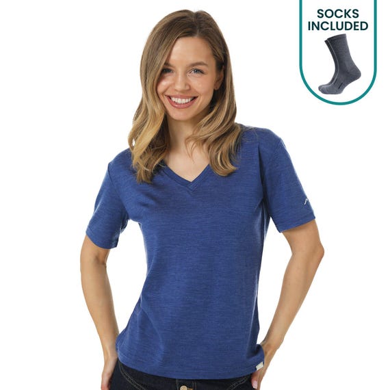 Merino wool t-shirt: female v neck tshirt ladies summer shirt, wool tshirt, running top women hiking clothes, ladies gym wear, undershirt