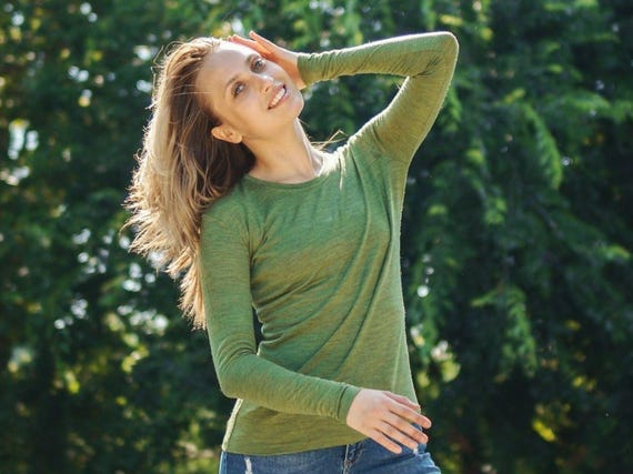 Wool Base Layer: merino shirt women, Merino Wool Shirt & merino wool socks, ladies thermal top, hiking base layer, thermal long sleeve shirt