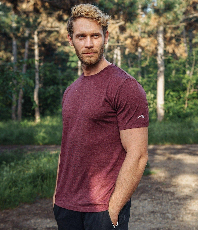 Merino wool shirt: merino base layer thermal shirts, mens running gear, wool t-shirt, gymwear men, mens hiking clothes, thermal underwear image 4