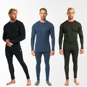 Merino wool set base layer thermal wear: long sleeve sweatshirt, legging for sport, gymwear