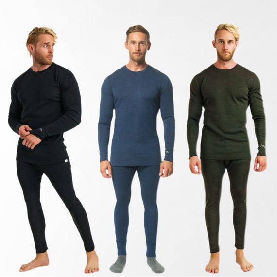 Base Layer Set, Organic Merino Wool Mens Set: Leggings & Pullover Sweatshirt, Lounge Wear, Thermal Base Layers, Merino Heavyweight 320gsm