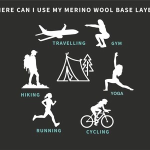 Merino base layer activewear set gymwear for women, loungewear set: merino wool shirt + thermal leggings, base layer thermal underwear image 15