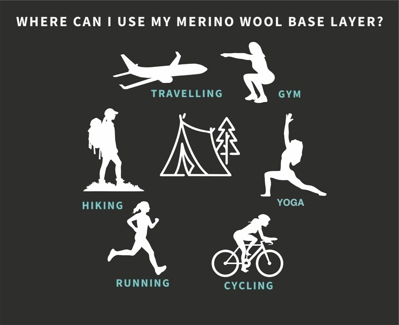 Merino base layer activewear set gymwear for women, loungewear set: merino wool shirt + thermal leggings, base layer thermal underwear image 15