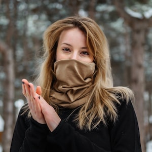 Warm Face Guard, Gaiter Face Mask | Merino Wool Neck Warmer, Lightweight Hair Wrap, Organic Gaiter Headband, Unisex Beanie & Covering