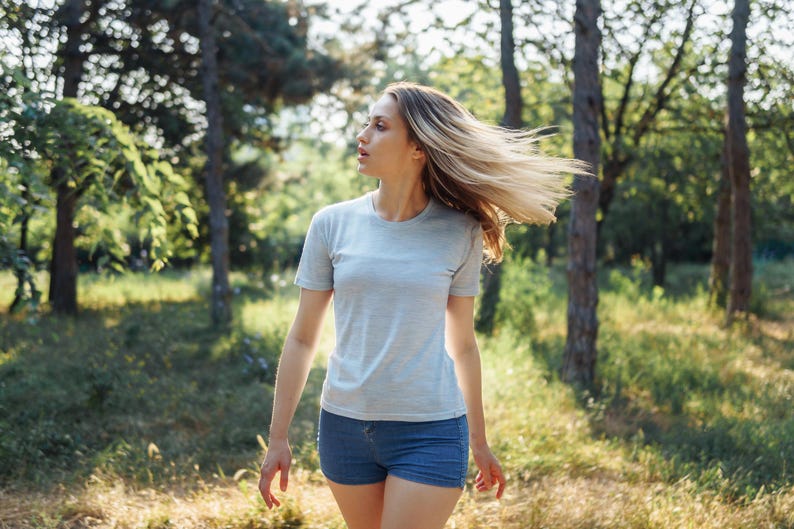 Merino t-shirt: womens base layer merino wool shirt, gymwear, runner gear, hiking clothes Arctic