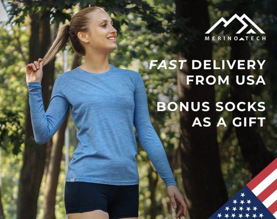 Wool Base Layer Merino Wool Shirt, merino shirt women, long sleeve thermal shirts, women's base layer, thermal tops, merino wool tshirt