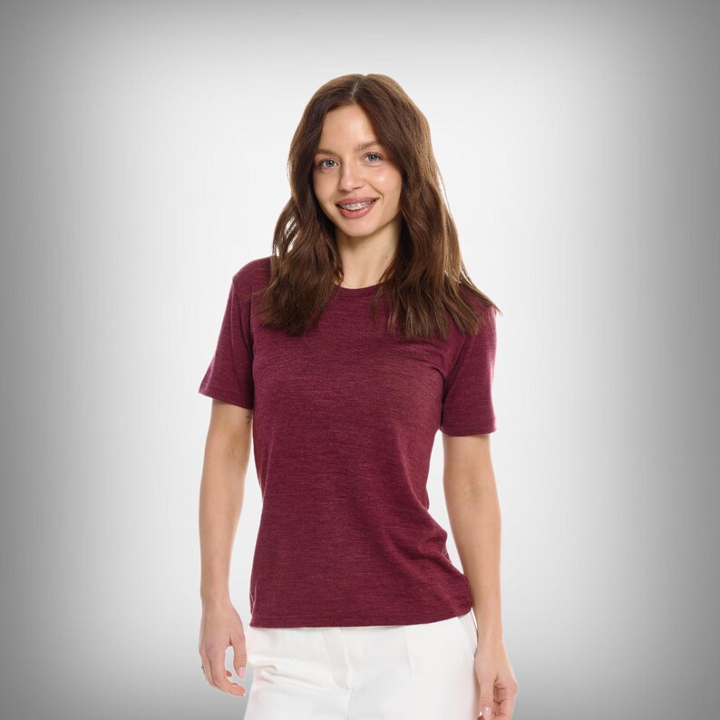 Merino Wool T-Shirt Womens Base Layer Thermal Underwear Merino wool tshirt, running top ladies gym wear merino tshirt image 15