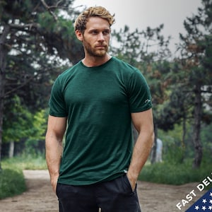 100% Merino Wool T-Shirt Men, Thermal T-Shirt, Men's Wool Shirt, Mens Activewear, Natural Hiking Clothing image 1