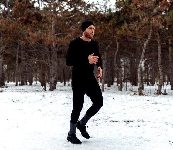 Mens tracksuit set merino thermals, thermal wear, runner gear, gymear, wool sweatsuit, underwear