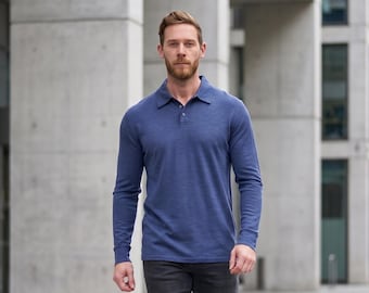 Classic polo shirts base layer merino wool shirt, thermal long sleeve undershirt, lightweight polo