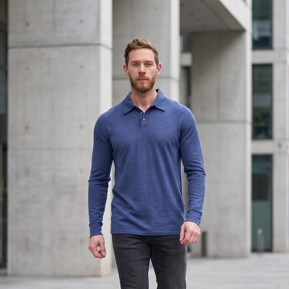Classic polo shirts base layer merino wool shirt, thermal long sleeve undershirt, lightweight polo