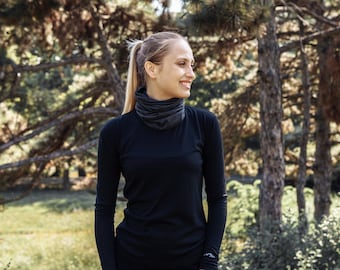 Merino shirt thermal long sleeve sweartshirt, merino wool shirt, ladies running top, base layer thermal underwear, gymwear long sleve top