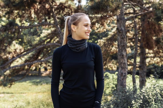 Merino shirt women base layer: Merino Wool Shirt & Socks, thermal long sleeve sweartshirt, ladies running top, wool underwear hiking clothes