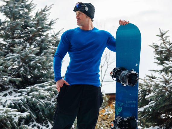 Organic merino wool thermal long sleeve mens thermals sweatshirt, runner gear, gymwear, undershirt, activewear