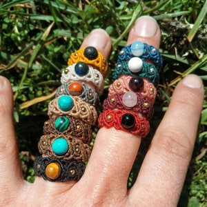 Customizable Micro-Macramé Rings with Stone