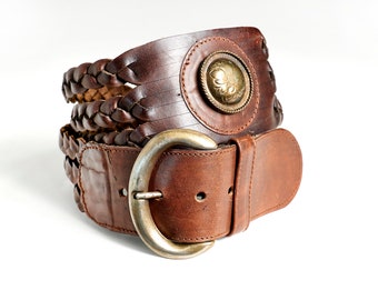 Womens Leather Belt | Full grain Belt | Brown Leather Belt |  Woven leather belt | Handmade braided Leather belt | Leather Belt