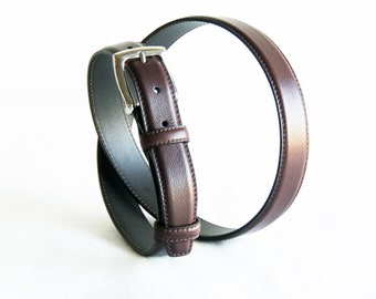 Classic leather belt | Mens Full Grain belt | Brown Handmade Italian leather belt | Gift for him Dad Husband | Leather accessories