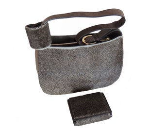 Women shoulder bag -  Leather bag - Suede leather purse - Kid leather bag/wallet - leather wallet - Handmade wallet - Cowhide bag