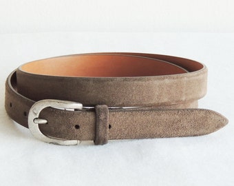 Casual suede Leather belt | Mens Grey full grain belt | Handmade Italian leather belt | Leather accessories | Gift for men