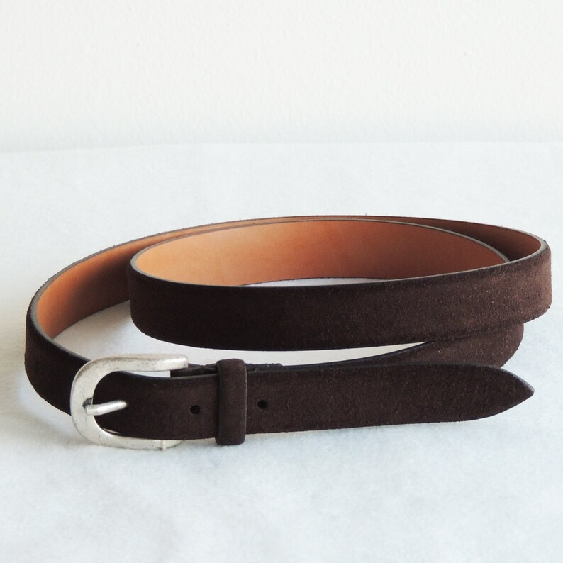 Mens Suede Leather Belt Leather Accessories Brown Color Handmade Casual