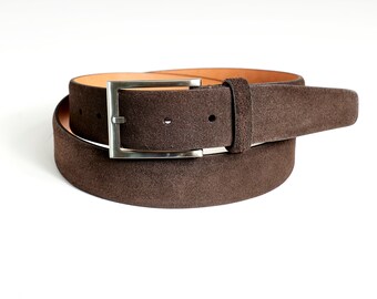 Suede belt | Italian leather belt brown mens | Leather accessories | Mens belt | Handmade belt | Leather belt men | Full grain belt