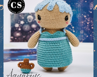 Amigurumi Aquarius Zodiac Pattern, Crochet Star Signs , Amigurumi Toy, Aquarius Star Sign, PDFs pattern, Handmade Animals and People