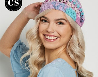 かぎ針編みのビーニー、レディースのスラウチービーニーかぎ針編みパターン、初心者に優しいアクセサリー、ワンボールで作る、デジタルかぎ針編みのベレー帽、作り方のチュートリアル