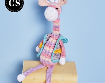 Modello giraffa all'uncinetto, giraffa giocattolo Amigurumi, regali di animali fatti a mano, modello PDF all'uncinetto, modello da scaricare, giraffa a righe all'uncinetto