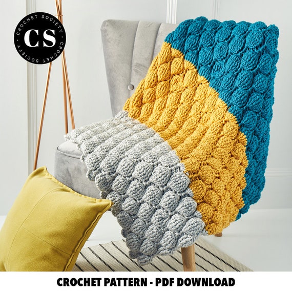 Crochet Bubble Throw Pattern, Digital Crochet PDF, Beginners Crochet Pattern, Handmade, Decorative Blanket, Home Decor,  DIY Home Decor