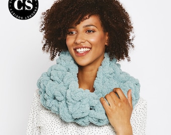 Crochet Chunky Cowl, Bean Stitch Crochet Pattern, Beginner Level Accessories, Winter Crochet Cowl Scarves, Digital Crochet Scarf PDF Pattern