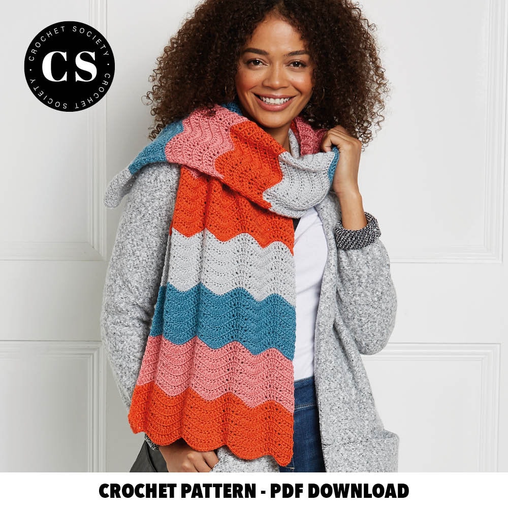 Crochet Scarf, Chevron Crochet Pattern, Beginner Friendly Accessories, Winter Crochet Scarf, Digital Crochet Scarf PDF Pattern, DK Crochet