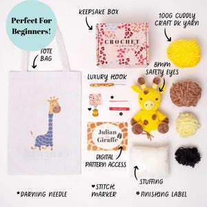 Beginner Friendly DIY Large Amigurumi Giraffe Crochet Kit, Crochet Starter Kit, Learn To Crochet, Gift Ideas, DIY Kit, Crochet Kit And Tools