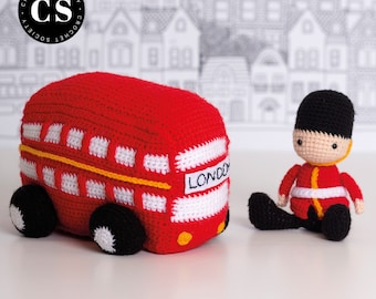 Crochet King&#39;s Guard & London Bus Pattern, Amigurumi Toy, Tutorial PDF and How to, Crochet PDF pattern, Handmade gifts, Pattern to Download