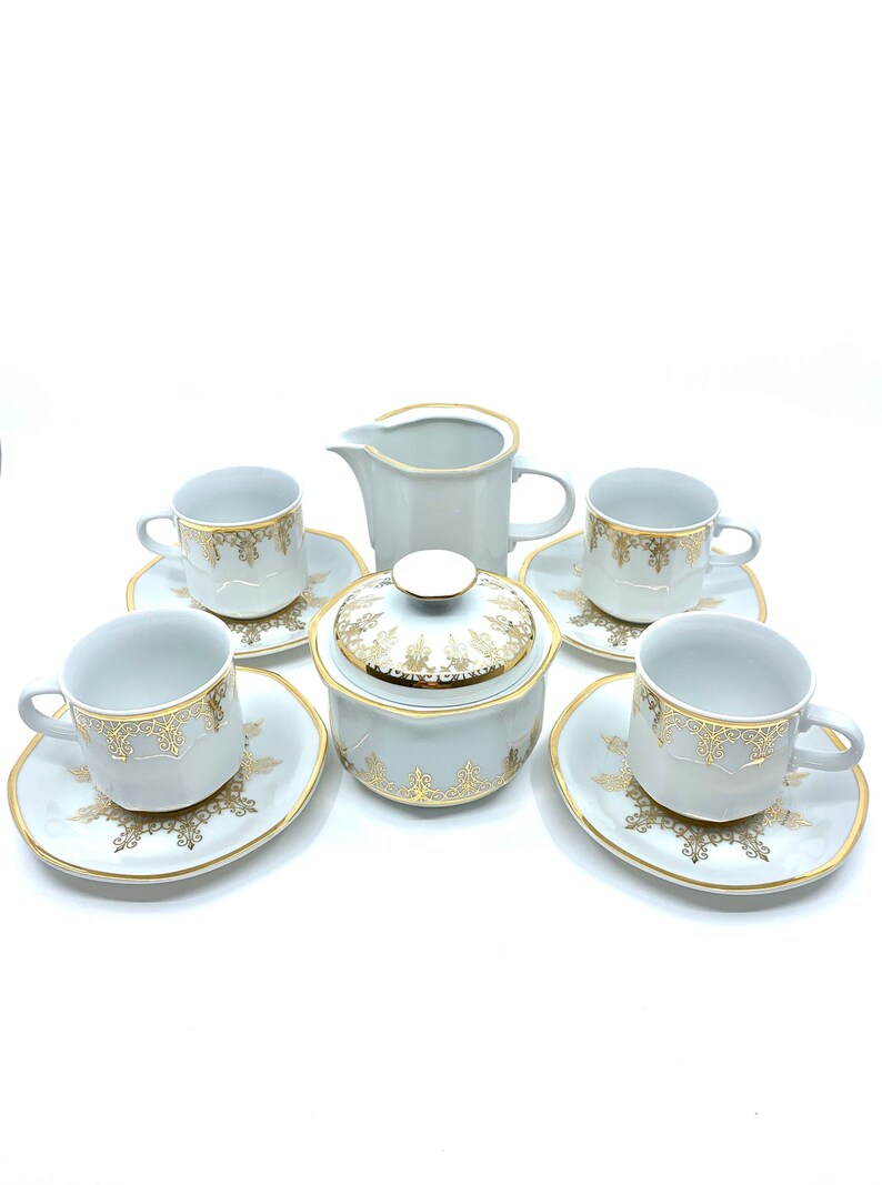Vintage Czechoslovakia tea set for 4 Art Deco tea cup and Etsy